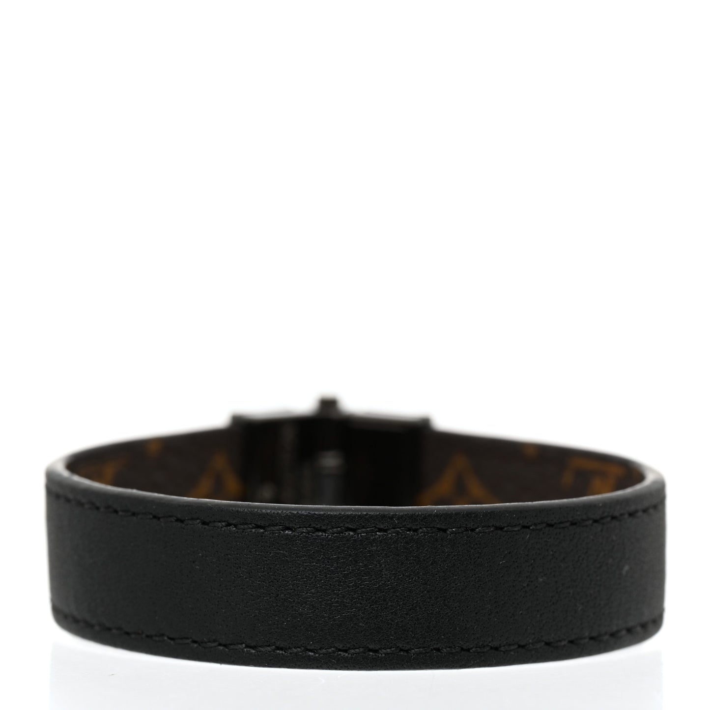 Monogram LV Reversible Hinge Bracelet Black