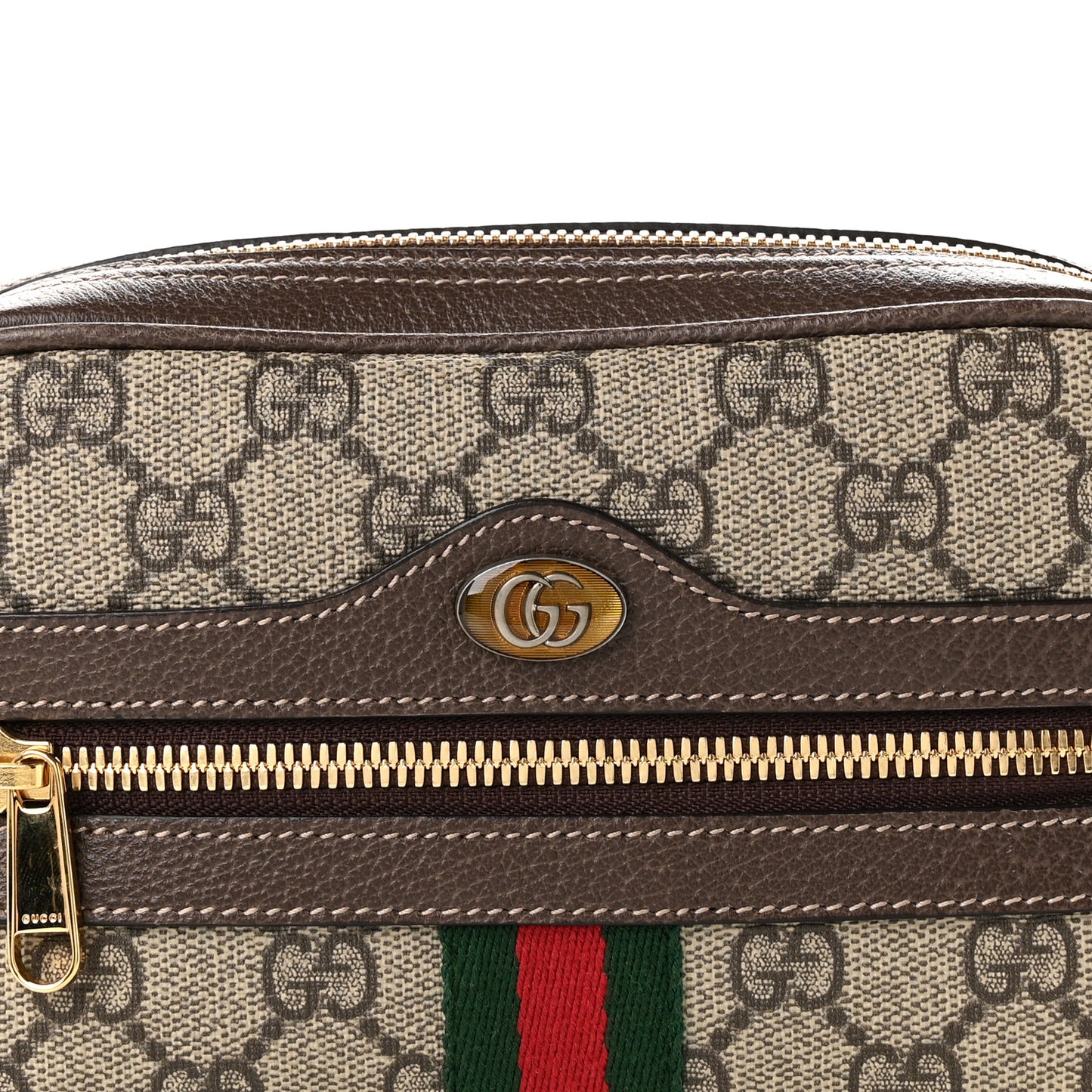 GG Supreme Monogram Web Small Ophidia Belt Bag 85 34 Dark Brown