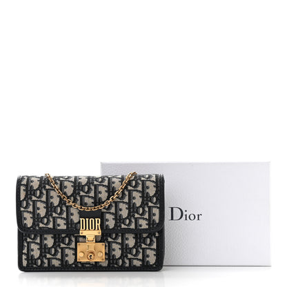 Christian Dior Oblique DiorAddict Wallet On Chain Clutch Navy Blue 15 of 15