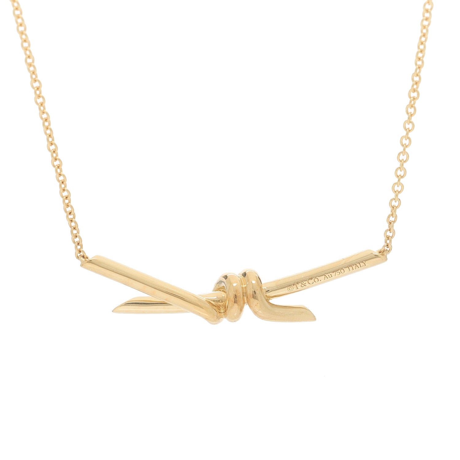 Tiffany 18K Yellow Gold Knot Necklace 4 of 6