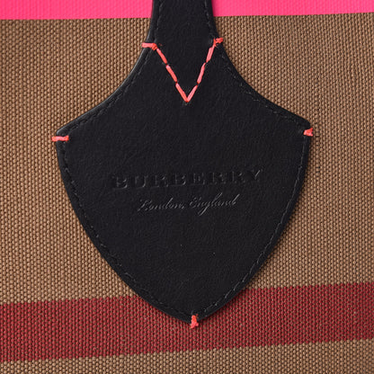 Burberry Canvas Mega Check The Giant Reversible Tote Black Neon Pink 10 of 15