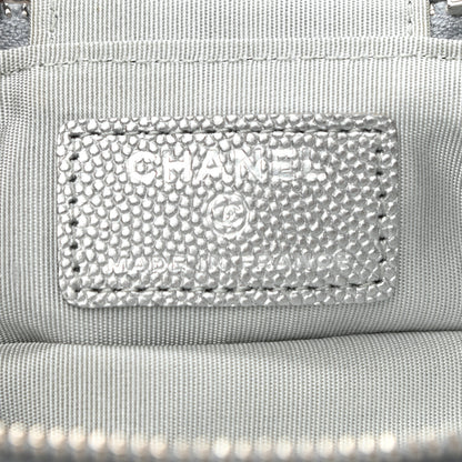 Chanel Metallic Caviar Quilted Mini Top Handle Vanity With Chain Silver 6 of 10