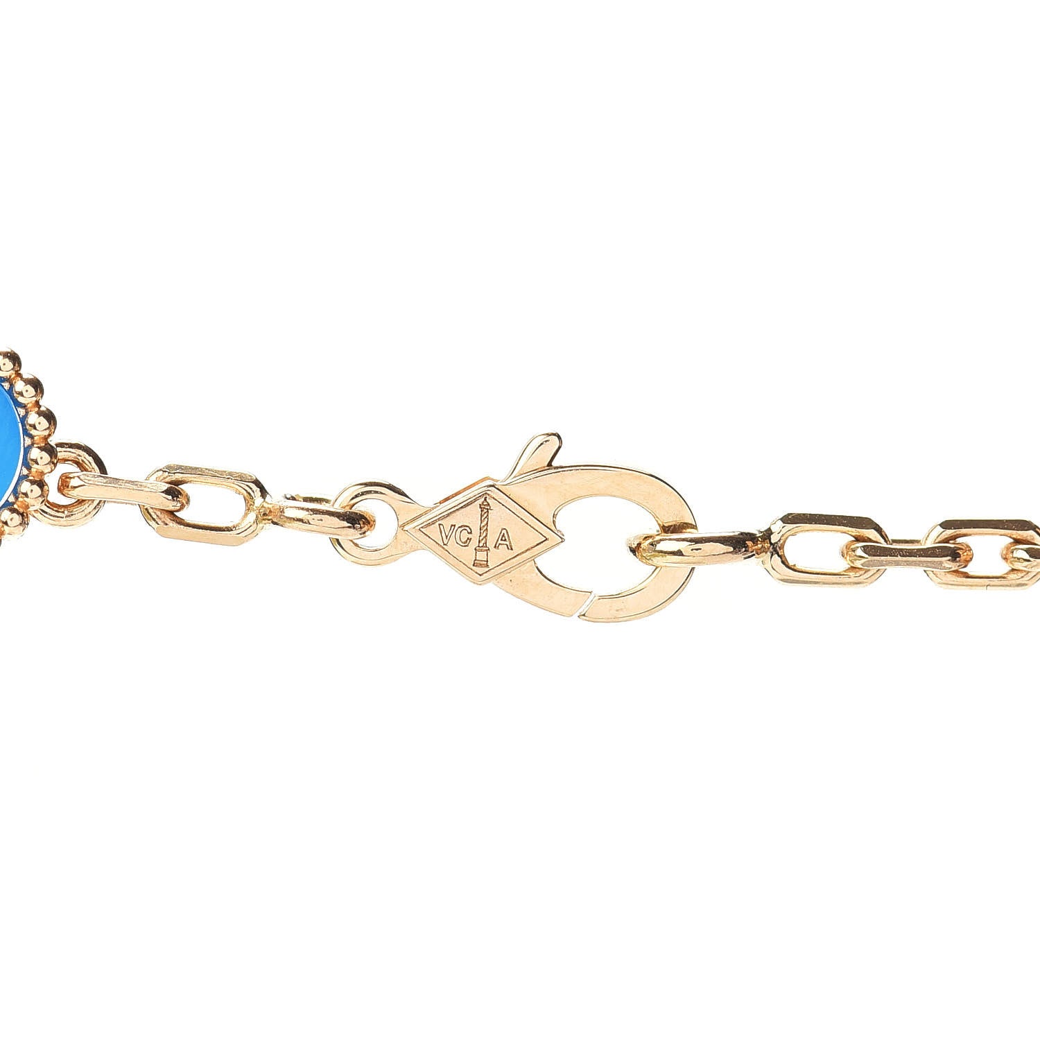 Van Cleef & Arpels 18K Yellow Gold Blue Agate 10 Motifs Vintage Alhambra Necklace 5 of 5