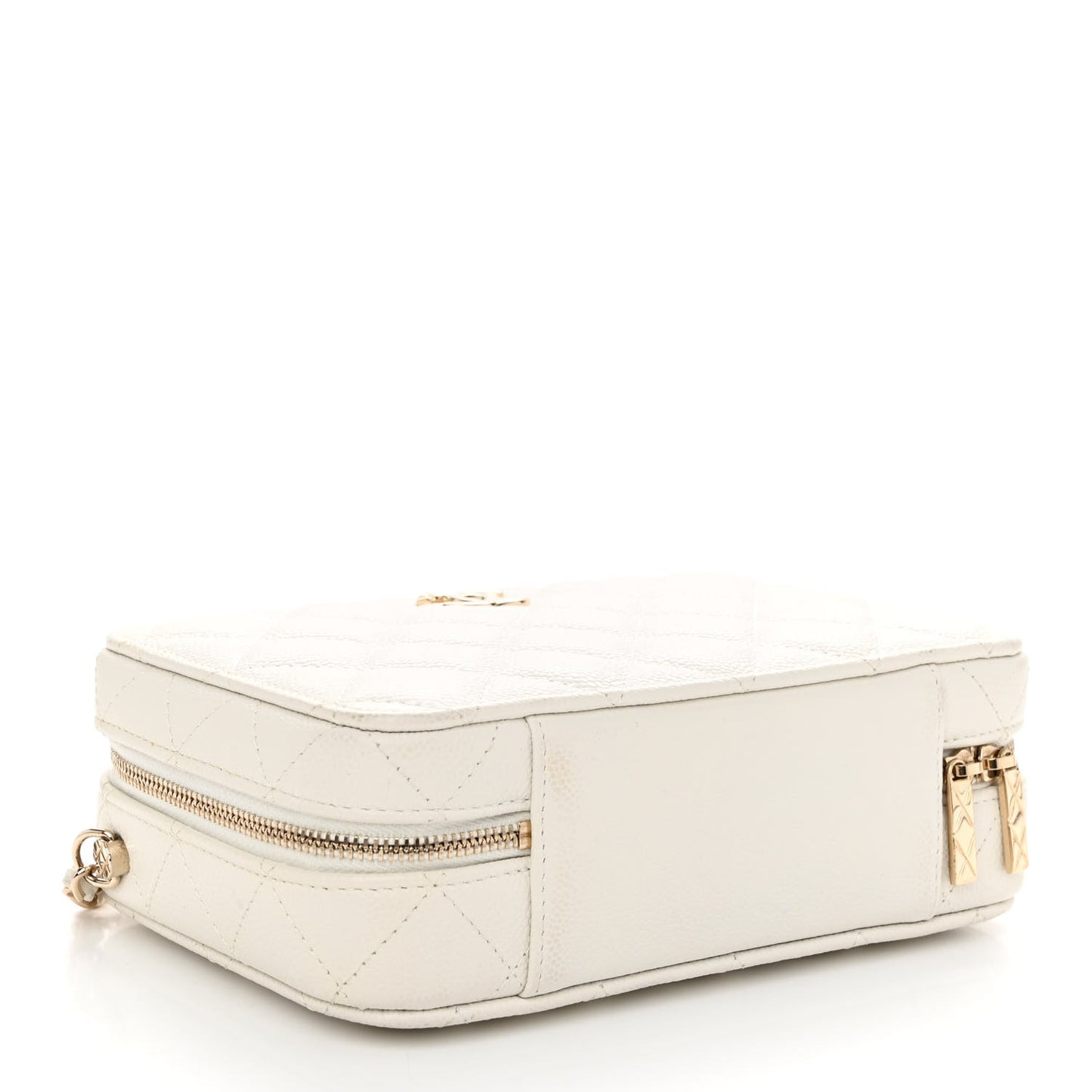 Caviar Quilted Top Handle Vanity Case White
