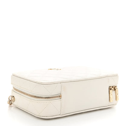 Chanel Caviar Quilted Top Handle Vanity Case White 5 of 11