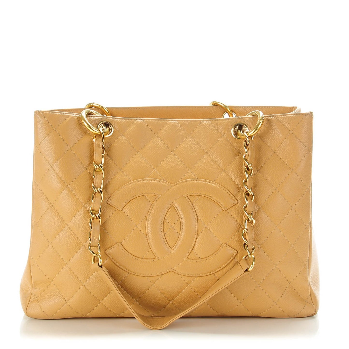 Caviar Quilted Grand Shopping Tote GST Beige