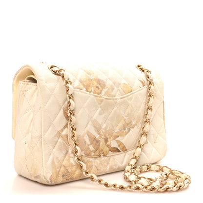 Chanel Denim Floral Printed Medium Double Flap Beige 3 of 10