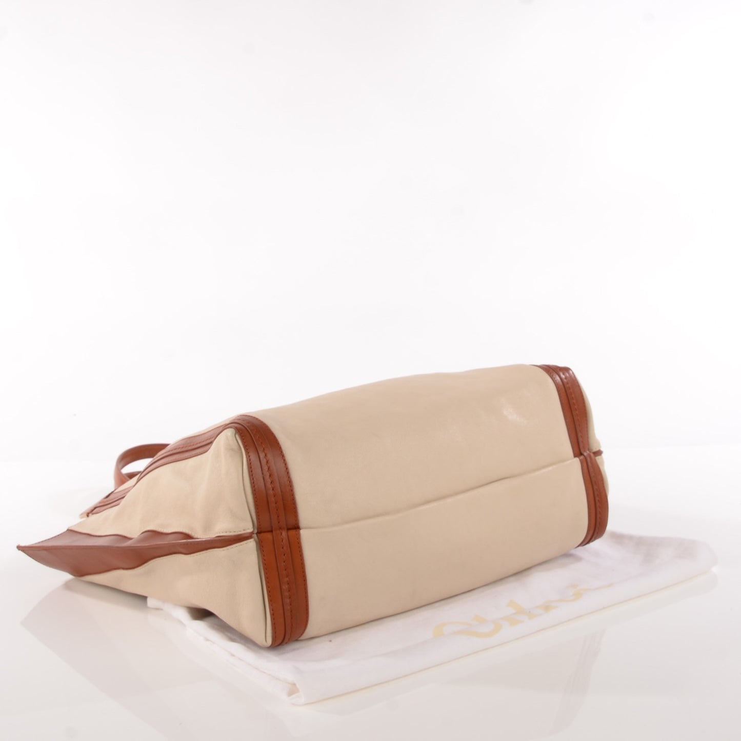 Calfskin Medium Alison East West Tote Husky White Tan