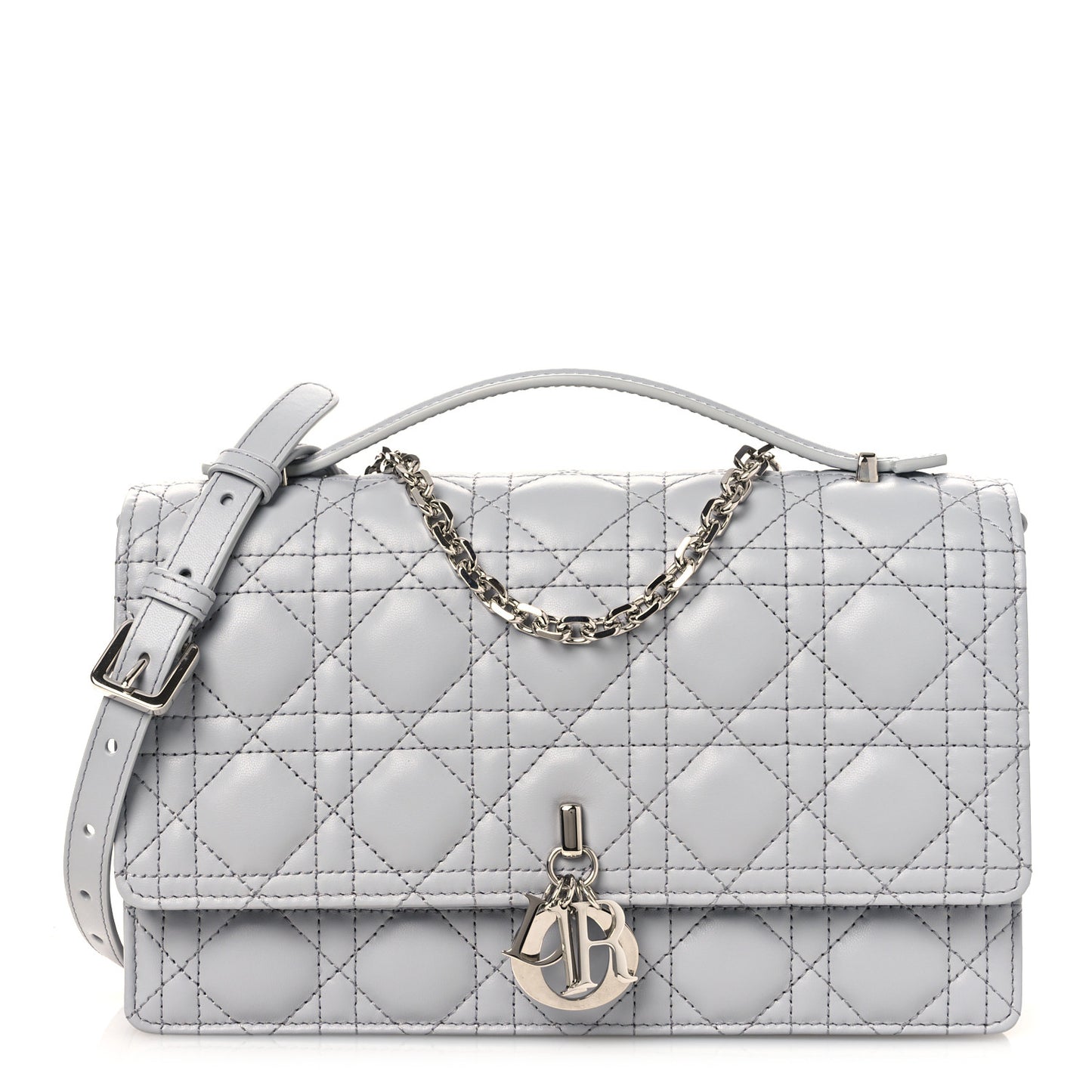 Lambskin Cannage My Dior Top Handle Bag Cloud Blue