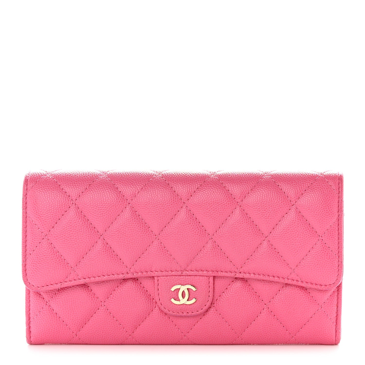Chanel Caviar Quilted Large Gusset Flap Wallet Pink 1 of 9