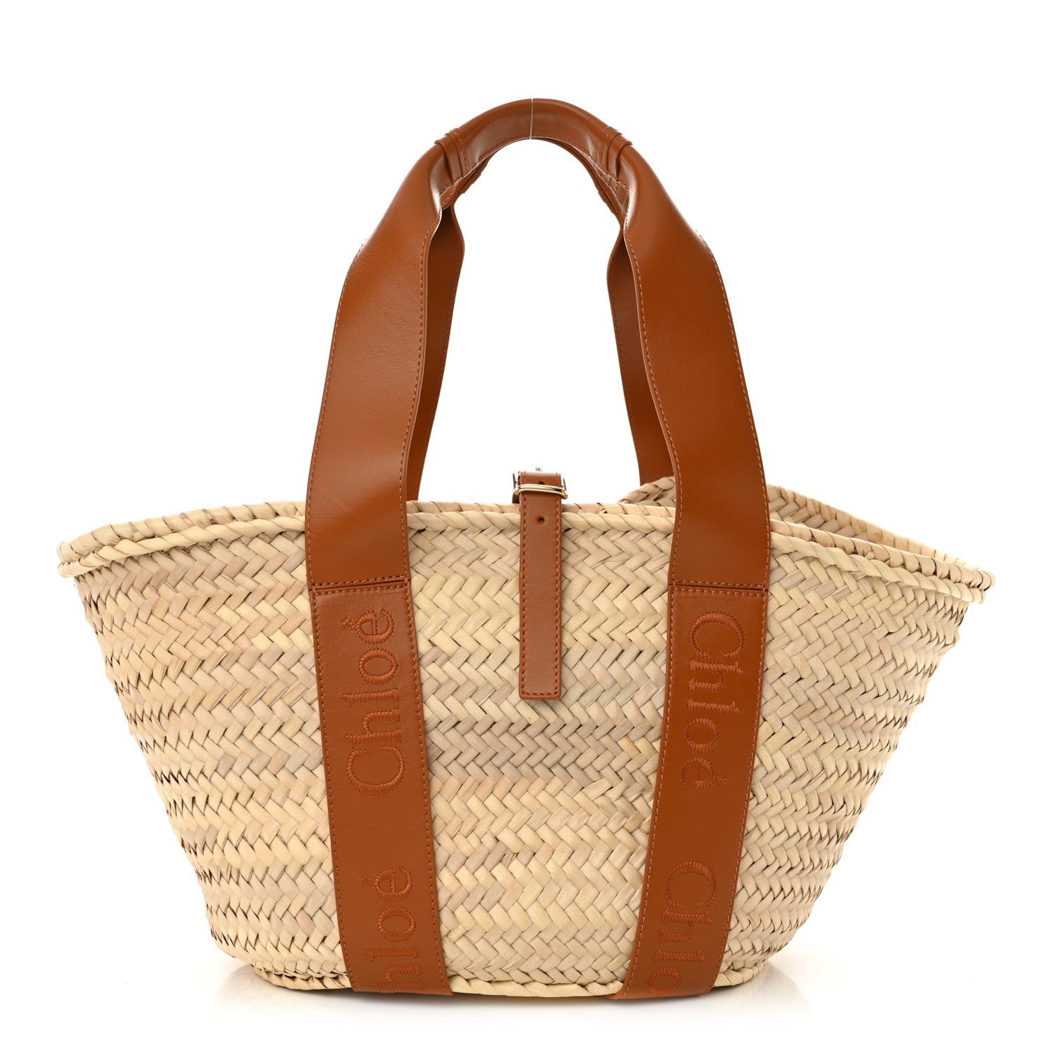 Chloe Raffia Smooth Calfskin Medium Sense Basket Caramel 1 of 11