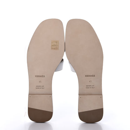 Hermes Box Calfskin Oran Sandals 41 White 5 of 8