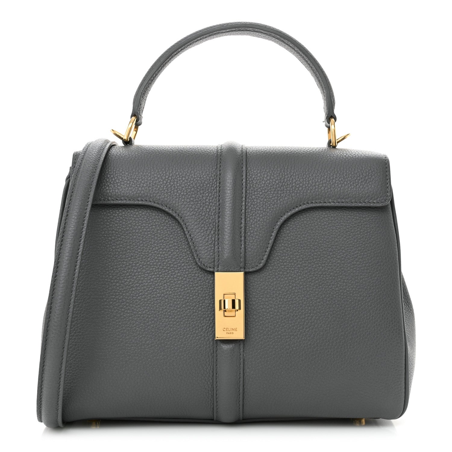 Celine Grained Calfskin Small 16 Top Handle Bag Medium Grey 1 of 15