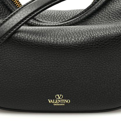 Valentino Garavani Grainy Calfskin Small Vlogo Moon Hobo Bag Black 7 of 9