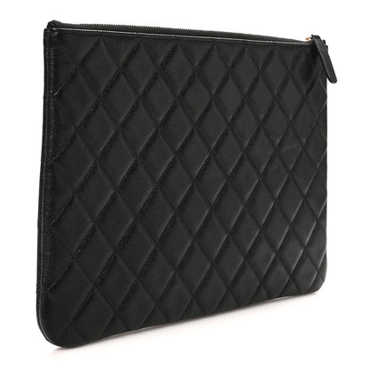Chanel Caviar Quilted Studded CC Medium Cosmetic Case Black 3 of 9