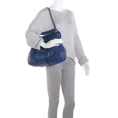 Chanel Glazed Caviar Flap Hobo Dark Blue 2 of 7