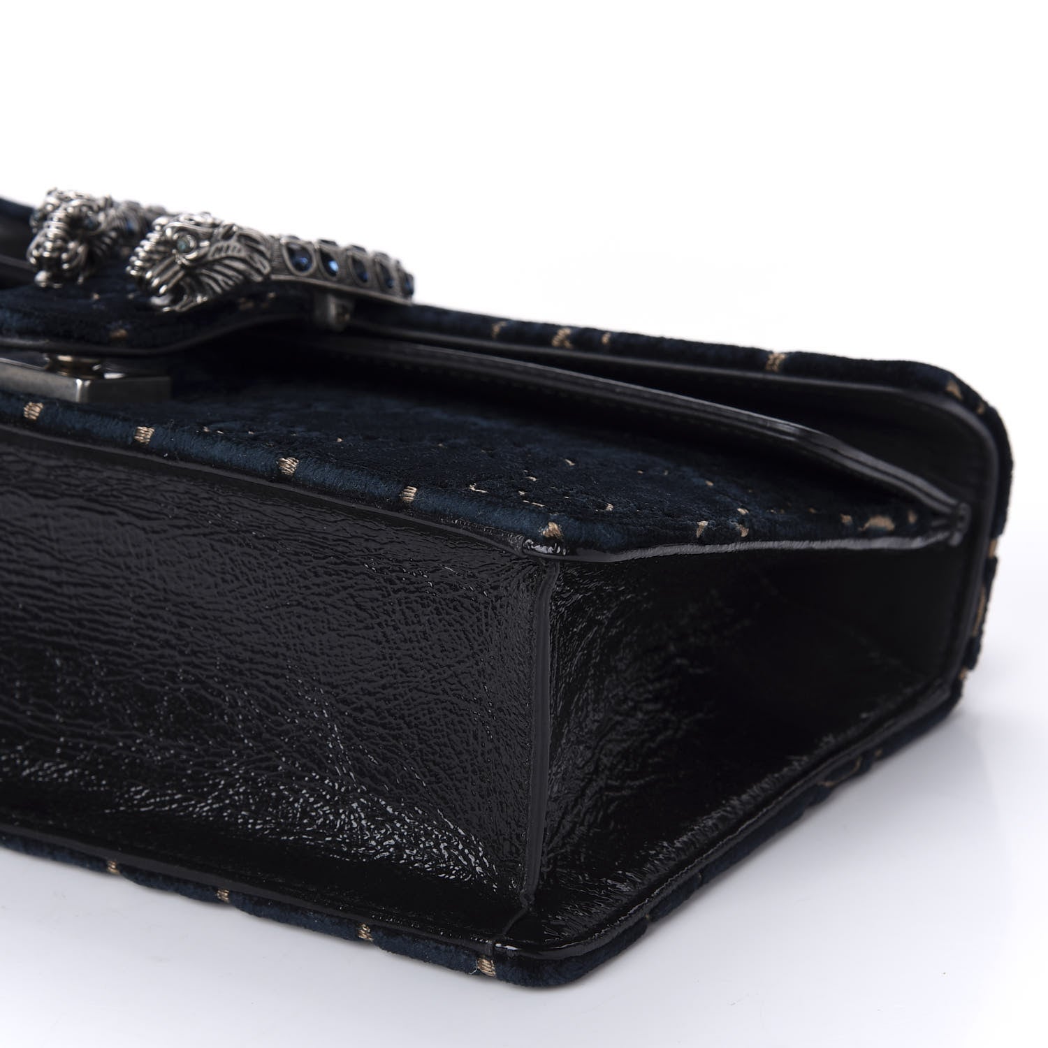 Gucci Velvet Skipper Crystal GG Monogram Small Dionysus Shoulder Bag Blue Beige Black 8 of 10