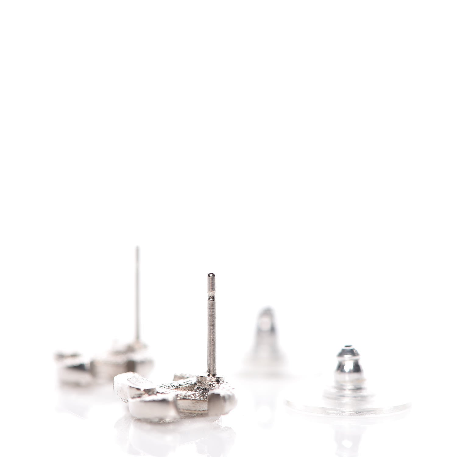 Chanel Crystal Mini Timeless CC Earrings Silver 3 of 5