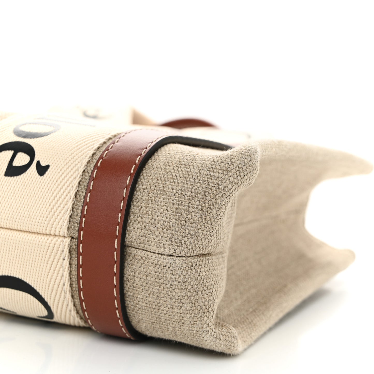Cotton Calfskin Small Woody Ribbon Tote With Strap White Brown