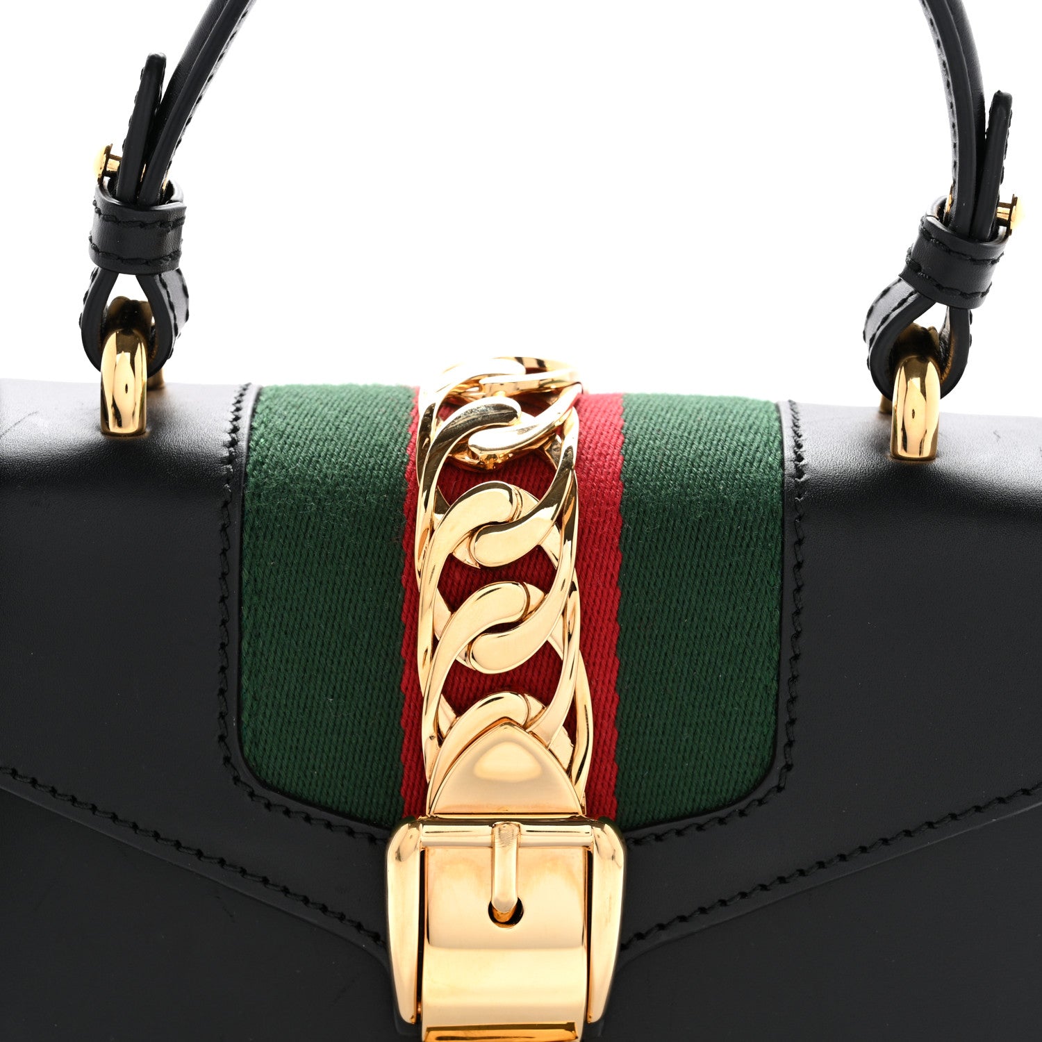 Gucci Calfskin Mini Sylvie Top Handle Bag Black 8 of 14