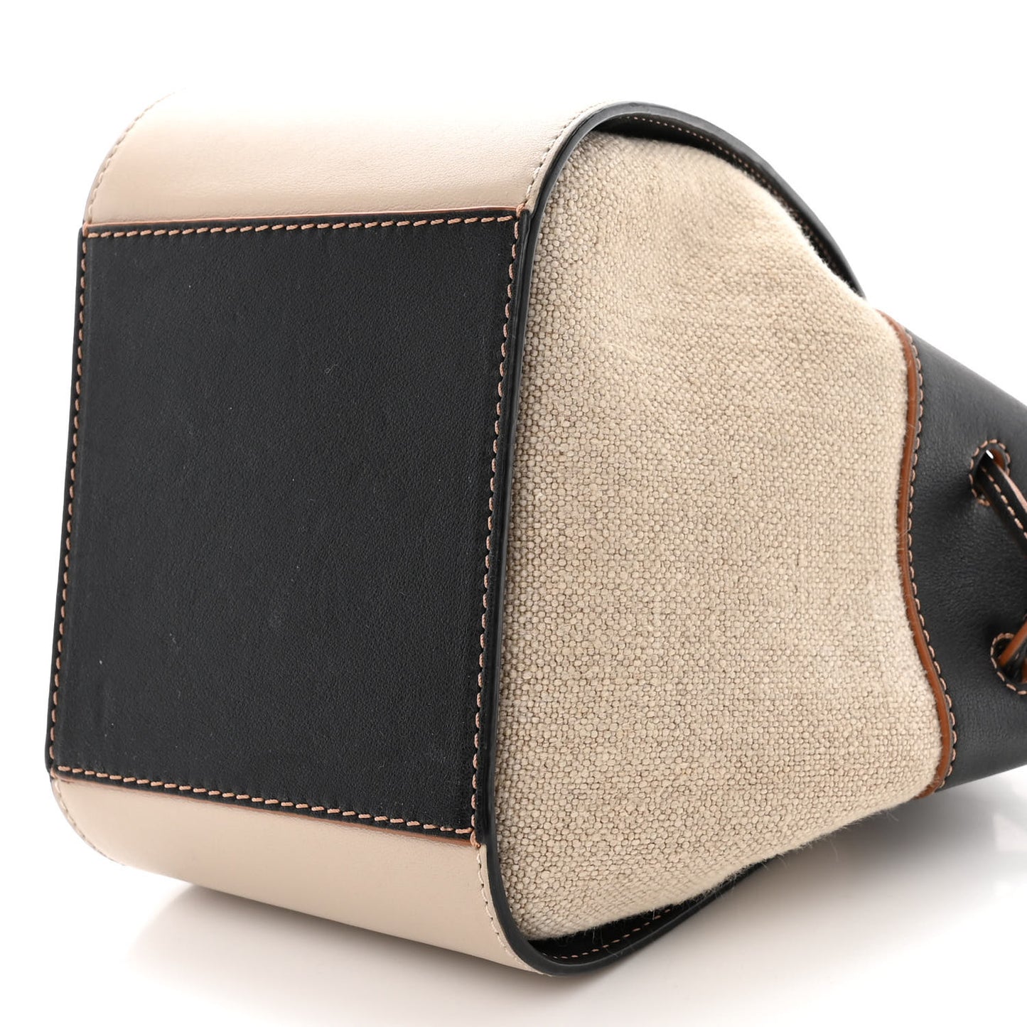 Calfskin Canvas Mini Hammock Shoulder Bag Mink Black