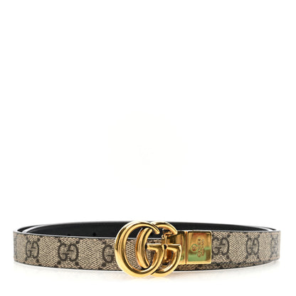 Gucci Calfskin GG Supreme Monogram Double G Reversible 20mm Belt 90 36 Beige New 90/36 Beige Ebony Black 1 of 6