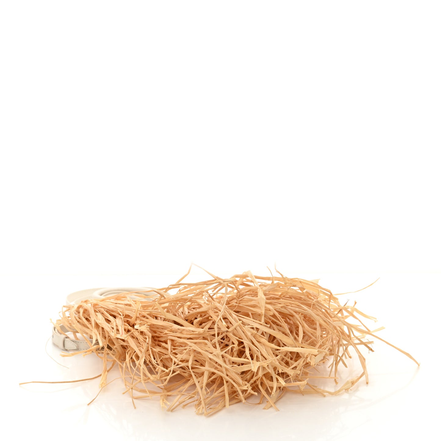 Raffia Woven Calfskin Le Petit Baci Natural White