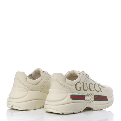 Gucci Calfskin Logo Womens Rhyton Sneakers 38.5 Ivory 4 of 10
