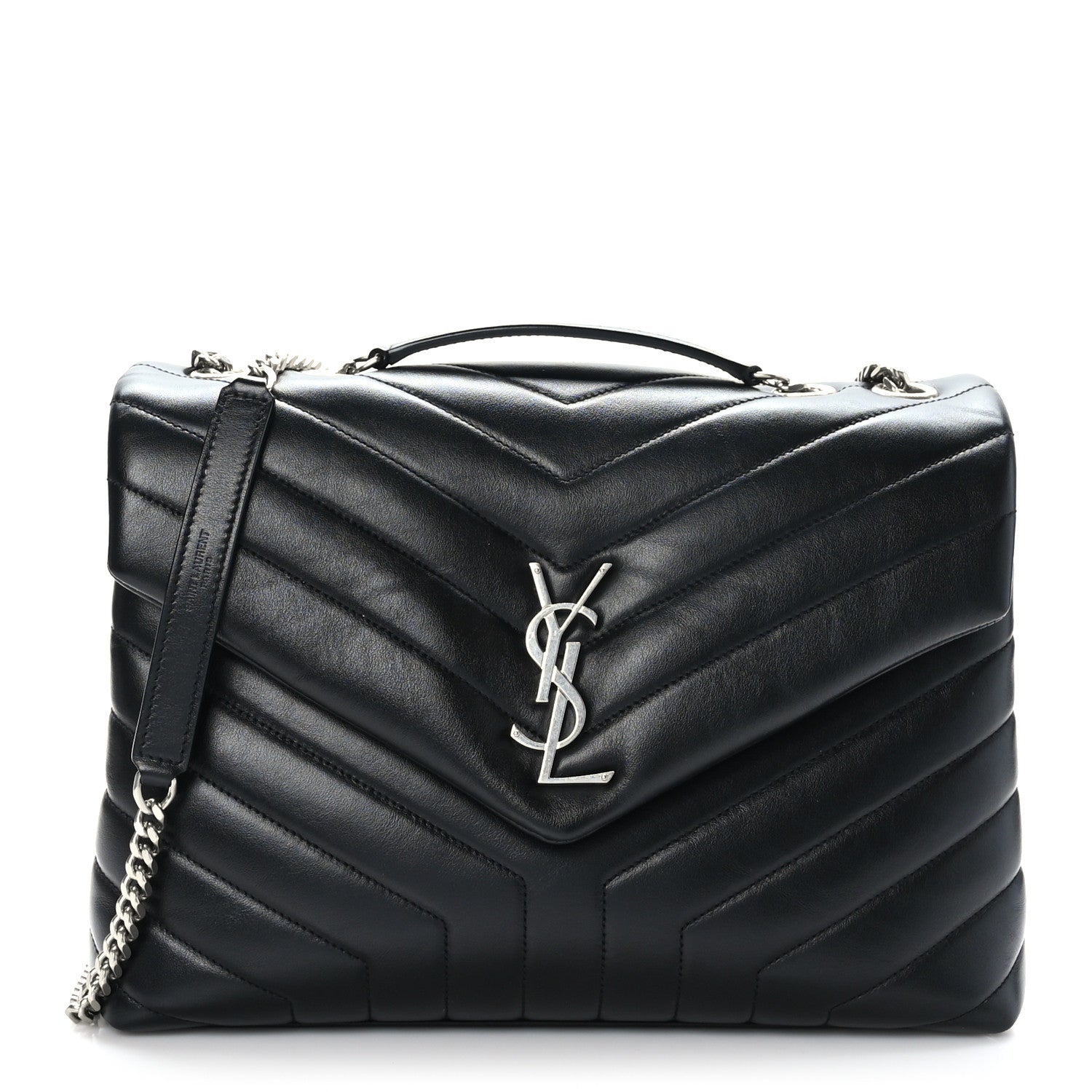 Saint Laurent Calfskin Y Quilted Monogram Medium Loulou Chain Satchel Black 1 of 9