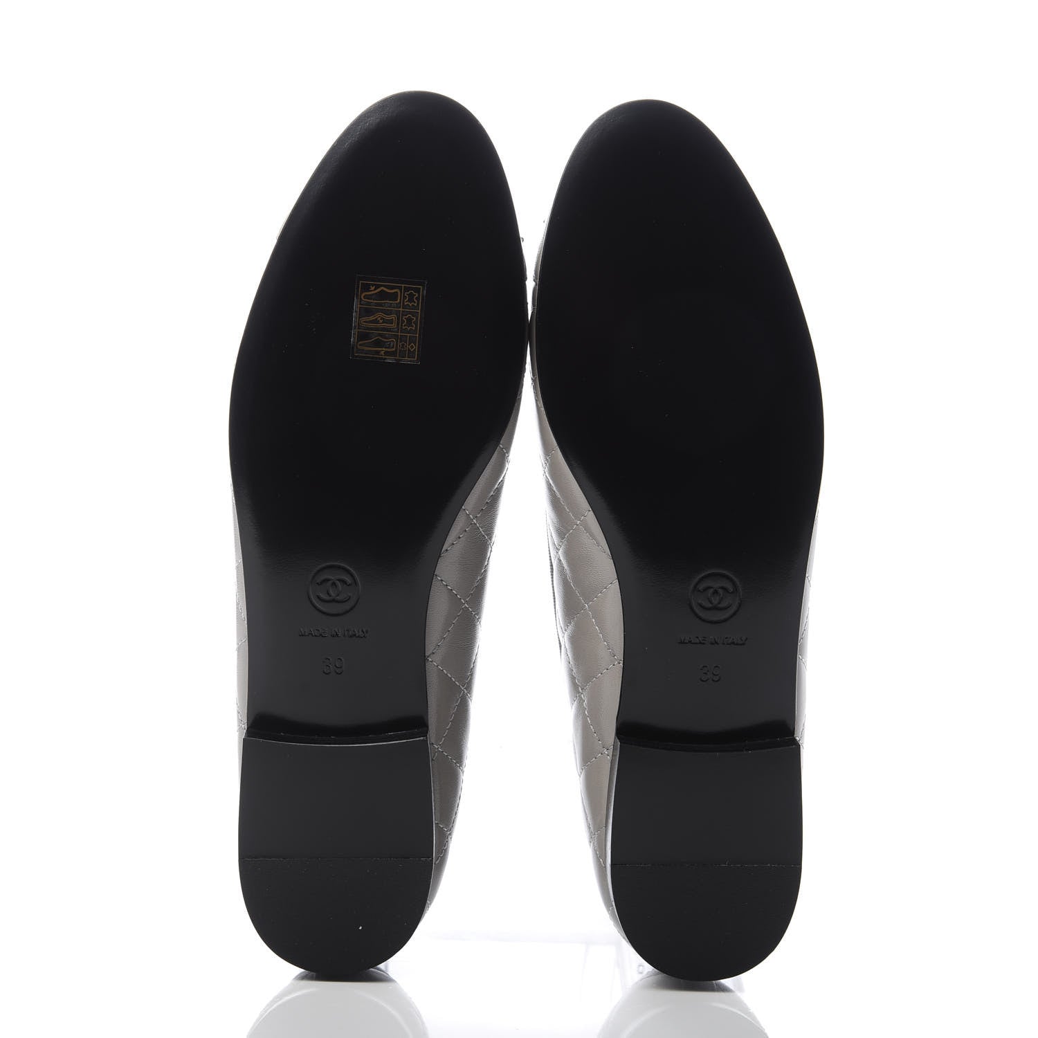 Chanel Crumpled Lambskin Quilted CC Ballerina Flats 39 Grey 5 of 10