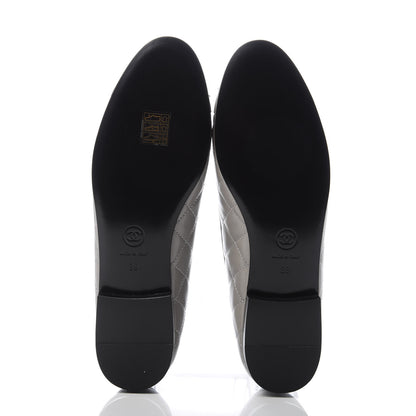 Chanel Crumpled Lambskin Quilted CC Ballerina Flats 39 Grey 5 of 10