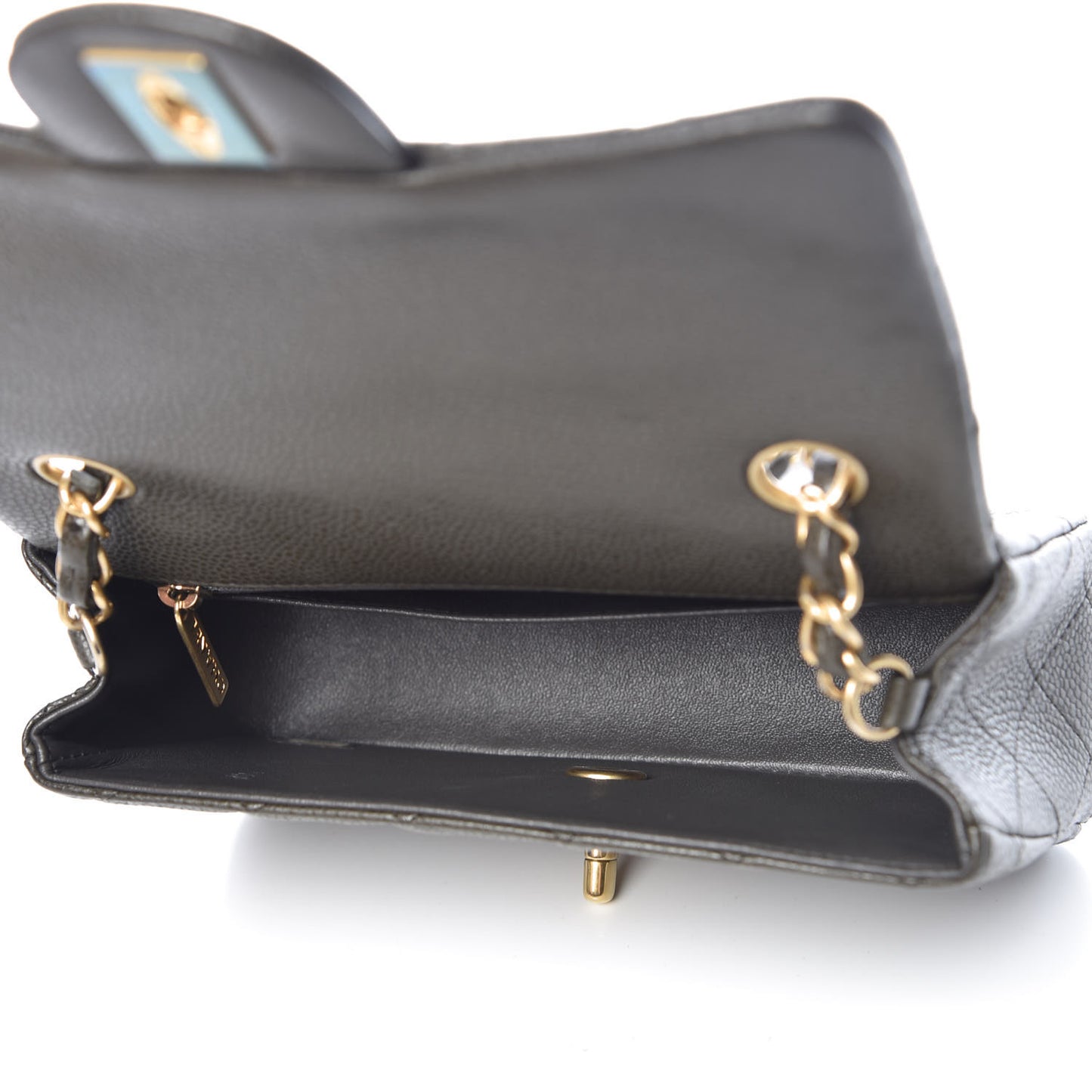 Caviar Quilted Mini Rectangular Flap Dark Green