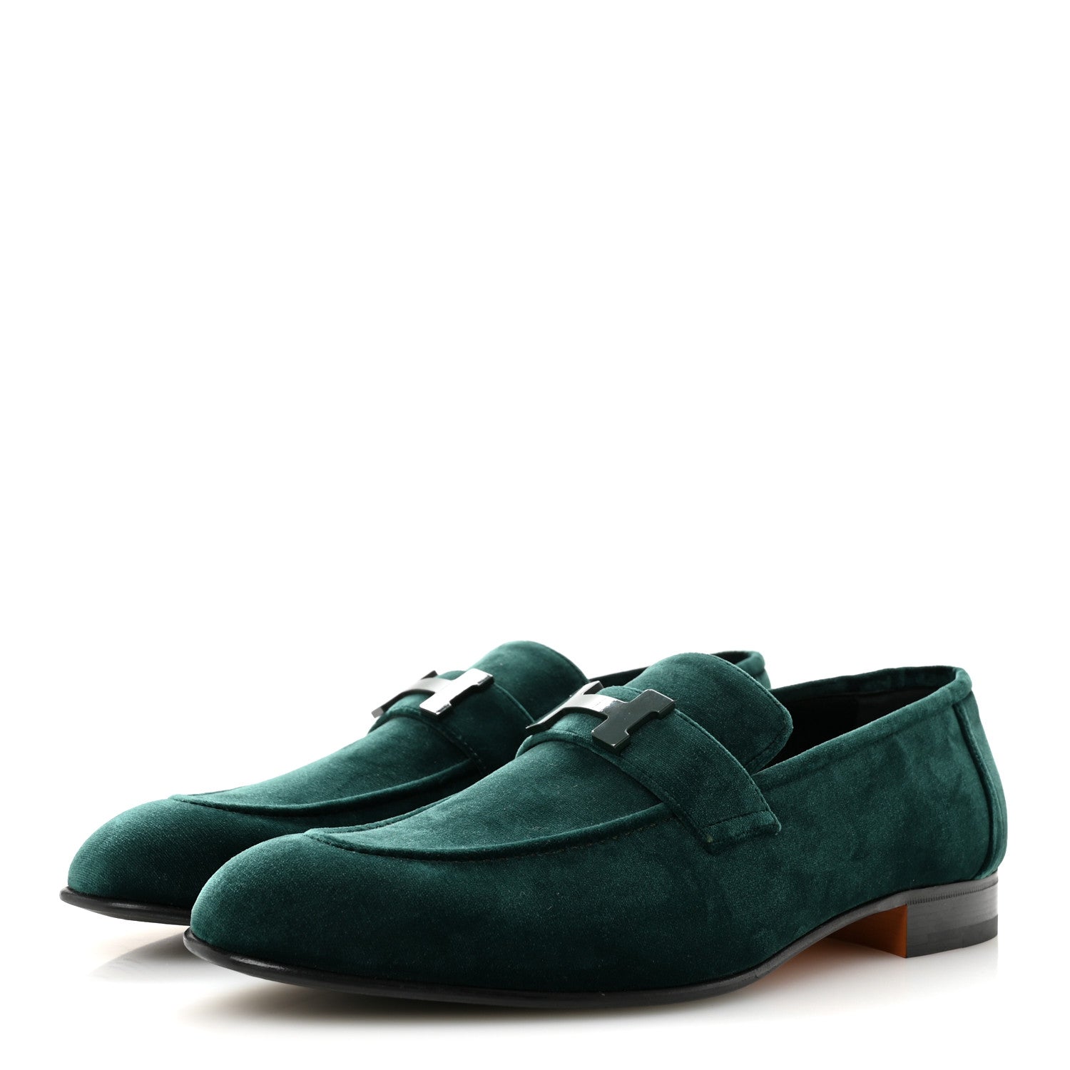 Hermes Velvet Mens Paris Loafers 43.5 Vert Fonce 4 of 10