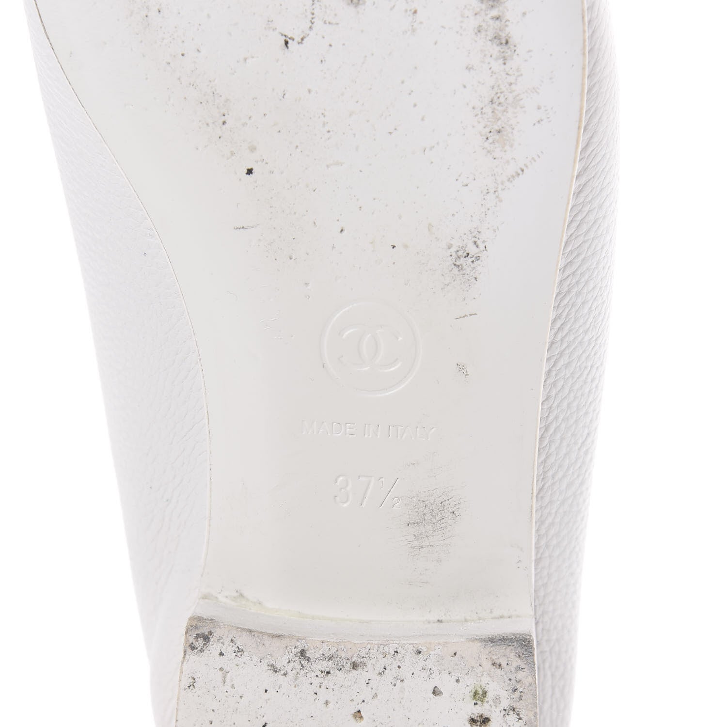 Chanel Calfskin Patent Cap Toe Ballerina Flats 37.5 White 7 of 14