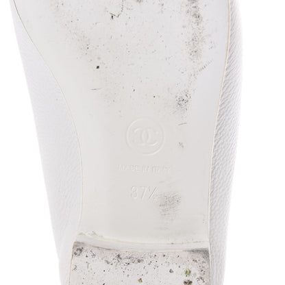 Chanel Calfskin Patent Cap Toe Ballerina Flats 37.5 White 7 of 14