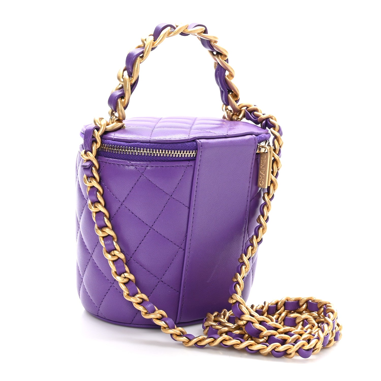 Chanel Lambskin Quilted Afternoon Tea Top Handle Vanity With Chain Purple 2 of 10