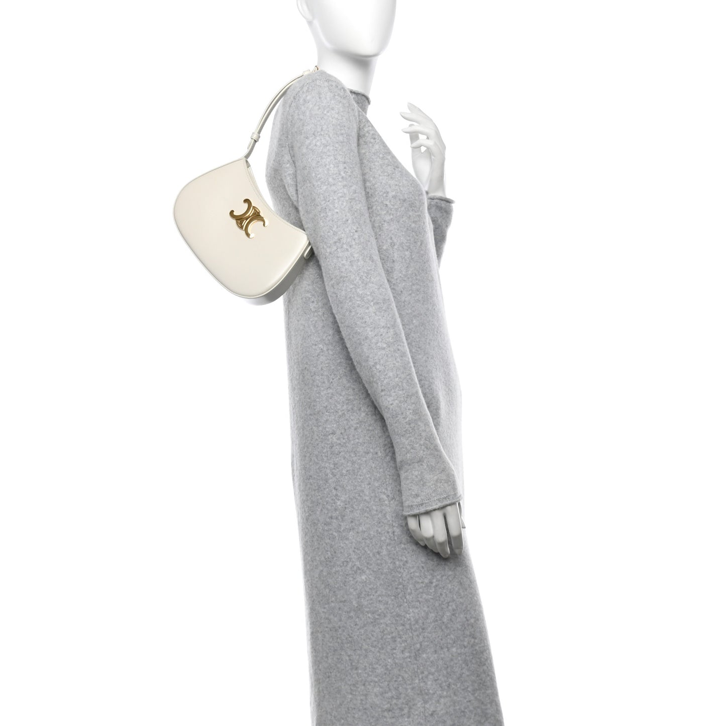 Shiny Calfskin Medium Tilly Triomphe Shoulder Bag Rice