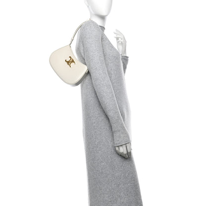 Celine Shiny Calfskin Medium Tilly Triomphe Shoulder Bag Rice 2 of 10