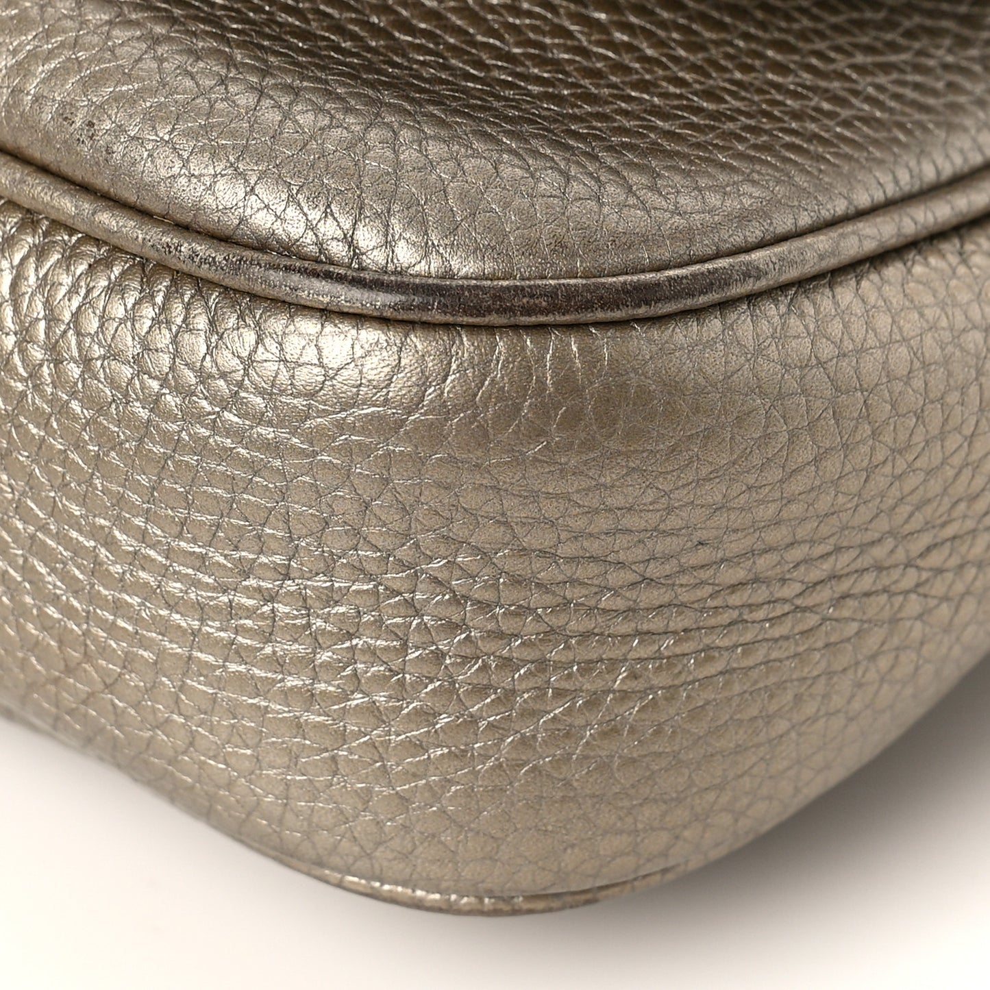 Metallic Pebbled Calfskin Medium Soho Flap Crossbody Golden Beige