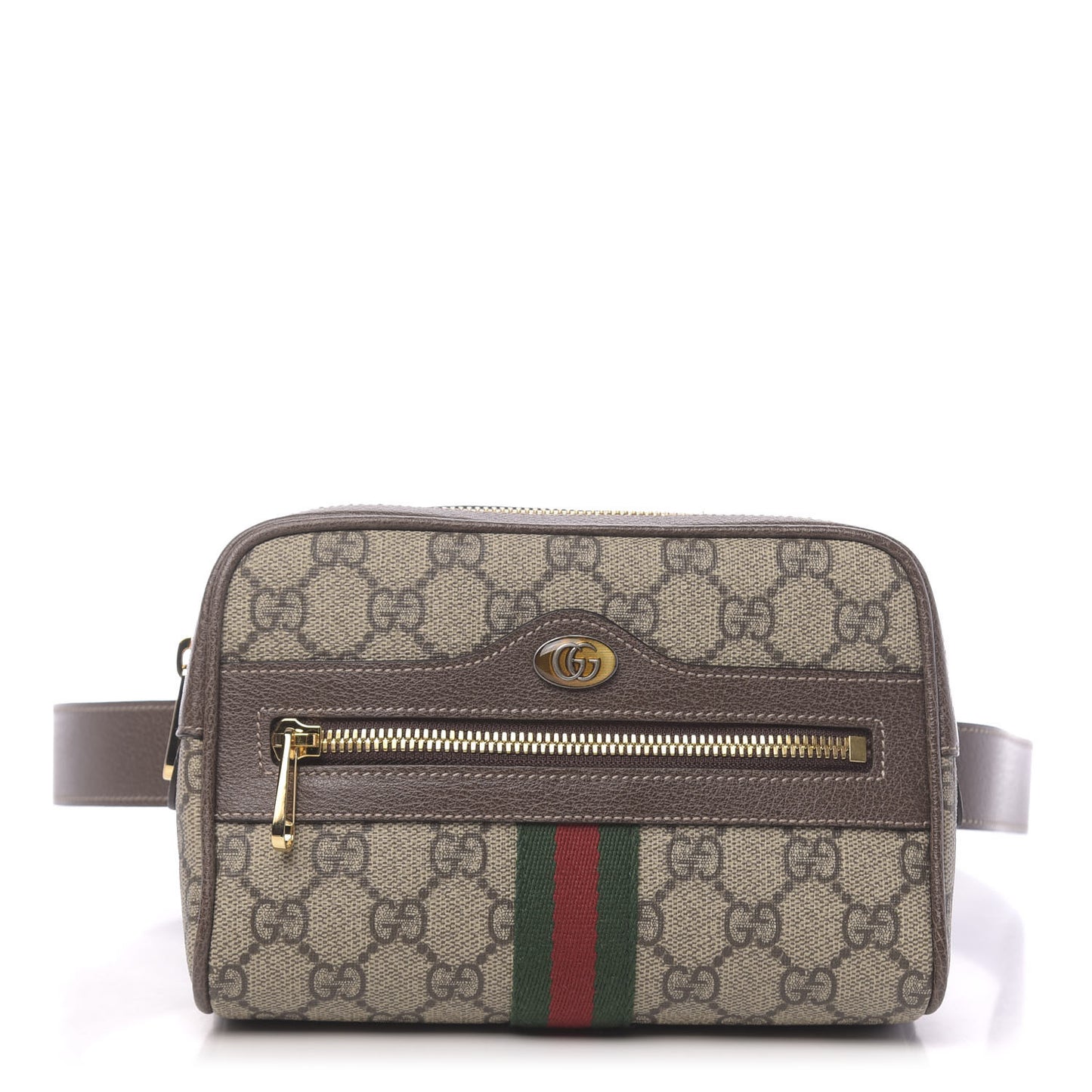 GG Supreme Monogram Web Small Ophidia Belt Bag 75 30 Dark Brown