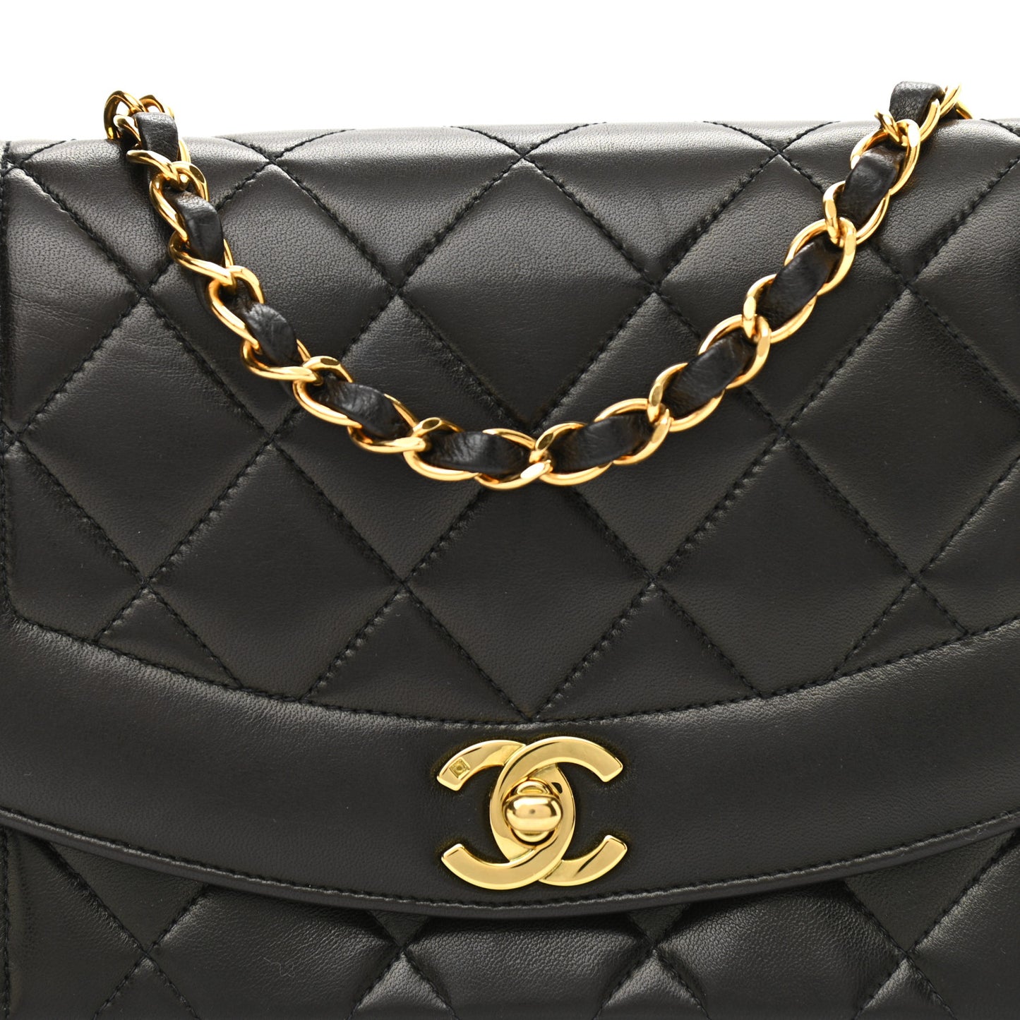 Lambskin Quilted Small Single Flap Black