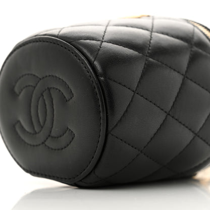 Chanel Lambskin Quilted Afternoon Tea Top Handle Vanity Case With Chain Black 10 of 14