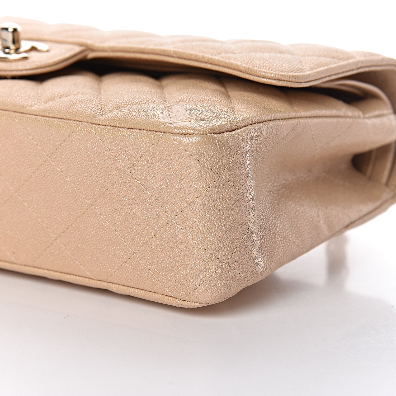 Chanel Iridescent Caviar Quilted Medium Double Flap Beige 9 of 11