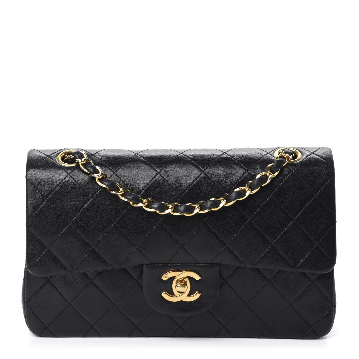 Lambskin Quilted Small Double Flap Black
