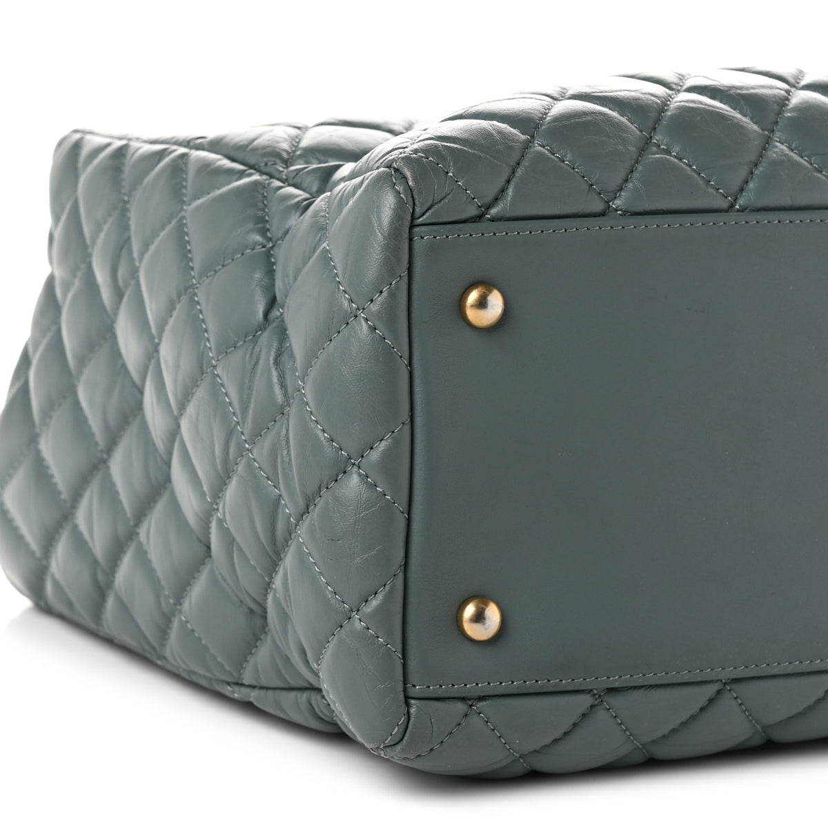 Chanel Aged Calfskin Quilted Large Coco Handle ShoppingTote Blue 9 of 10