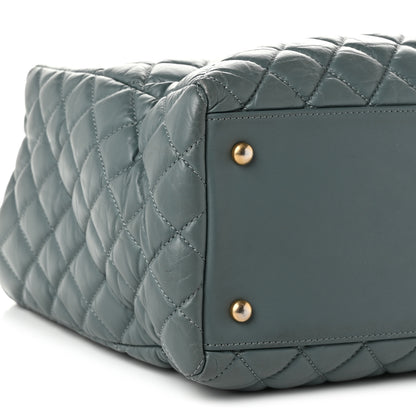 Chanel Aged Calfskin Quilted Large Coco Handle ShoppingTote Blue 9 of 10