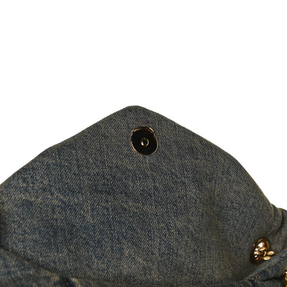 Saint Laurent Denim Quilted Small Loulou Puffer Monogram Chain Satchel Rodeo Blue 12 of 13