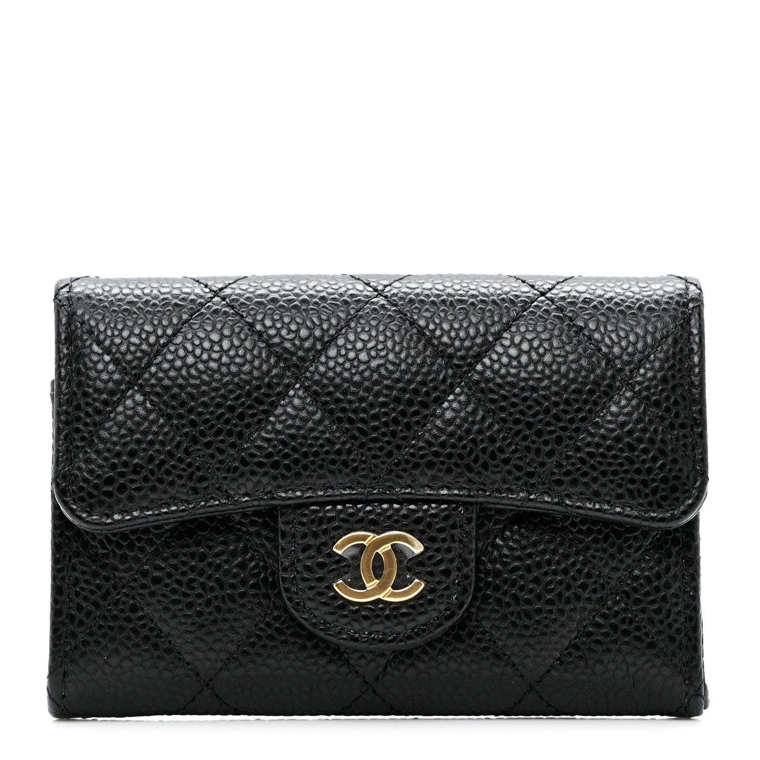 Chanel Caviar Quilted Flap Card Holder Wallet Black 1 of 8