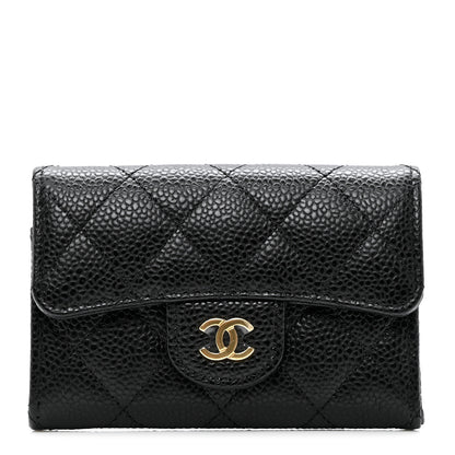 Chanel Caviar Quilted Flap Card Holder Wallet Black 1 of 8