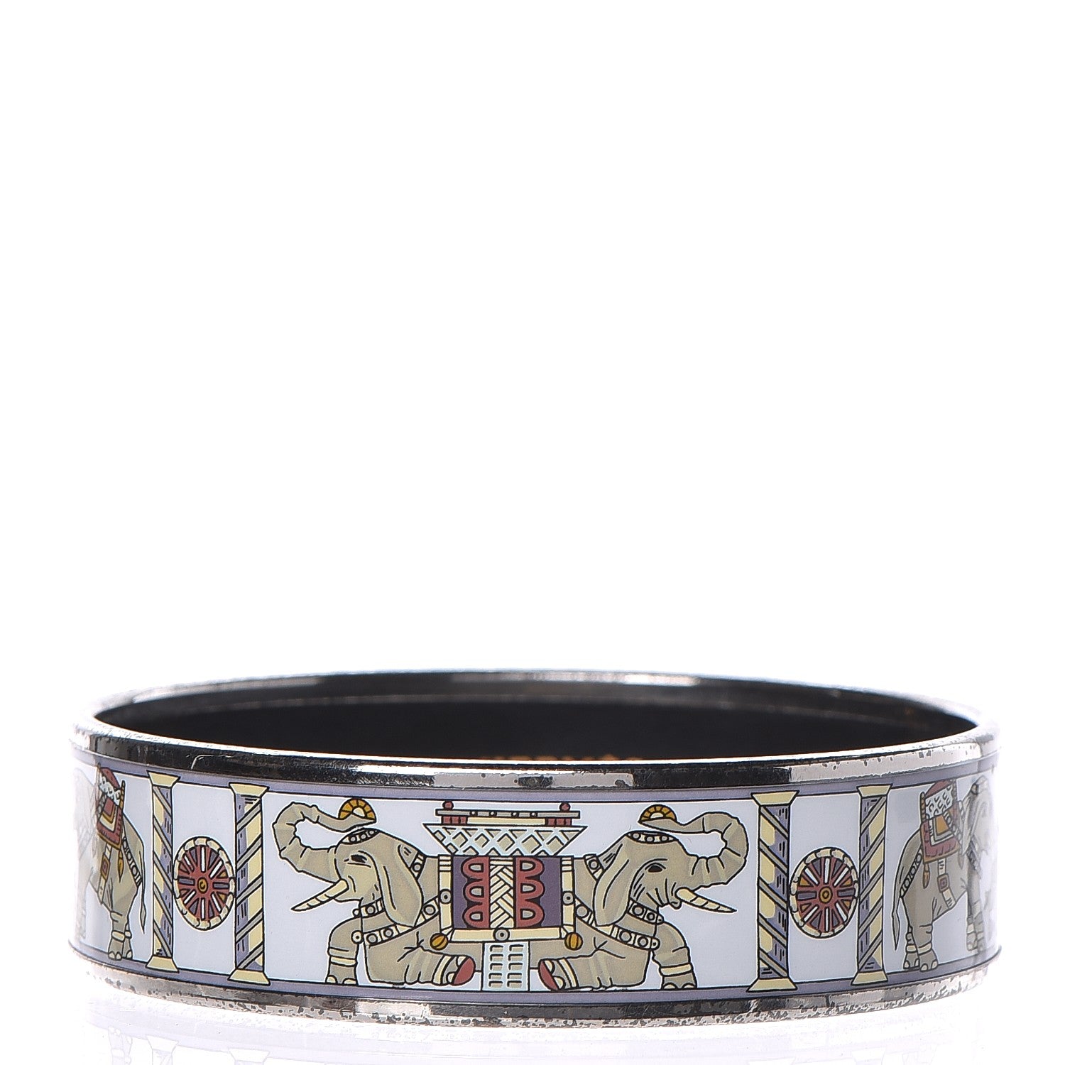 Hermes Enamel Printed Elephant Torana Wide Bracelet 65 1 of 6